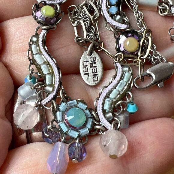 AYALA BAR ADJUSTABLE NECKLACE W/LONG EXTENDER BLUE LILAC PURPLE GREEN RHINESTONE - Picture 6 of 16